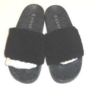 Coach Men's Signature Pool Slides with Shearling Upper Size: 7 D Black C5973